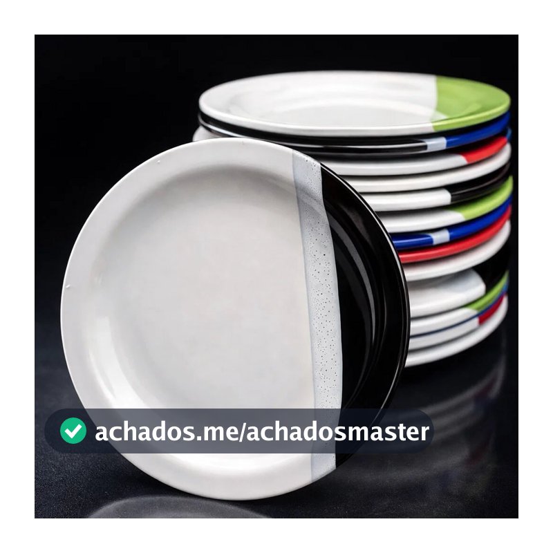 Kit 4 Peças Jogo de Jantar em Cerâmica Premium – Prato Raso 25cm – Prato Fundo 23cm - 2ª Linha