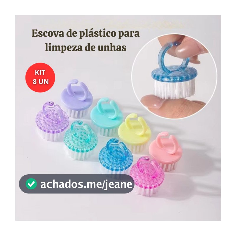 Kit 8 Escovas de Unha em Anel Ajustável Escova Limpeza Pó Nail Designer Manicure Pedicure - SQ8564