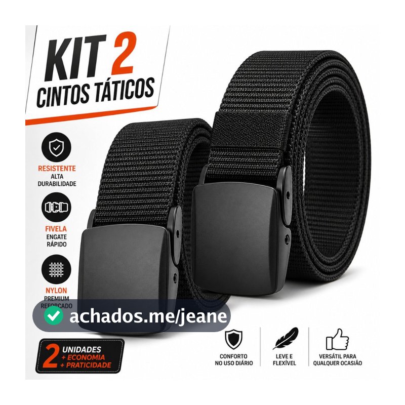 Kit 2 Cintos Táticos Masculinos Fivela Engate Rápido Ajustável Antialérgico Militar Nylon
