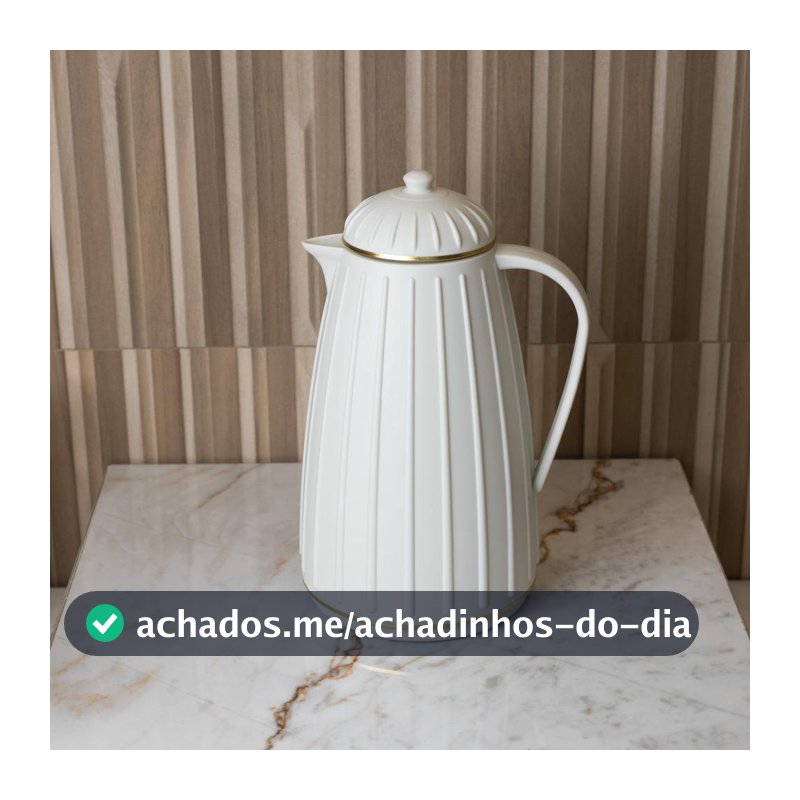 Garrafa Térmica Wolff Carrossel Branca 1L Plástico para Café Chá Água Bebidas Quentes ou Frias Mesa Casa Escritório