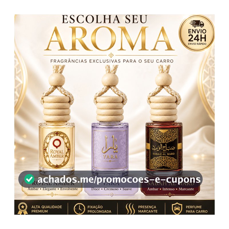 Kit 3 Cheirinho Árabe 10ml para Carro Alta Fixação Aromatizante Automotivo de Pendurar Escolha sua Fragrância