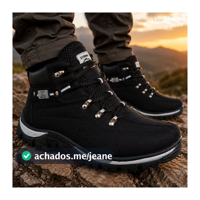 Bota Masculina  Coturno Adventure  Bota Trabalho Lona Reforçada Sola Borracha.