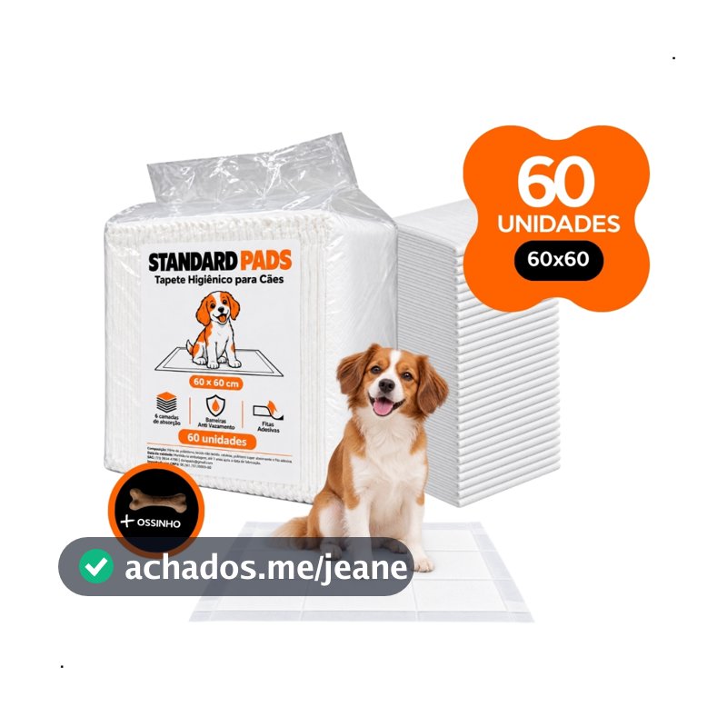 Tapete Higiênico 60x60cm Cachorro Dog Pet Premium Rápida Absorção Atrativo Canino Fralda Manta Cães Fita Adesiva