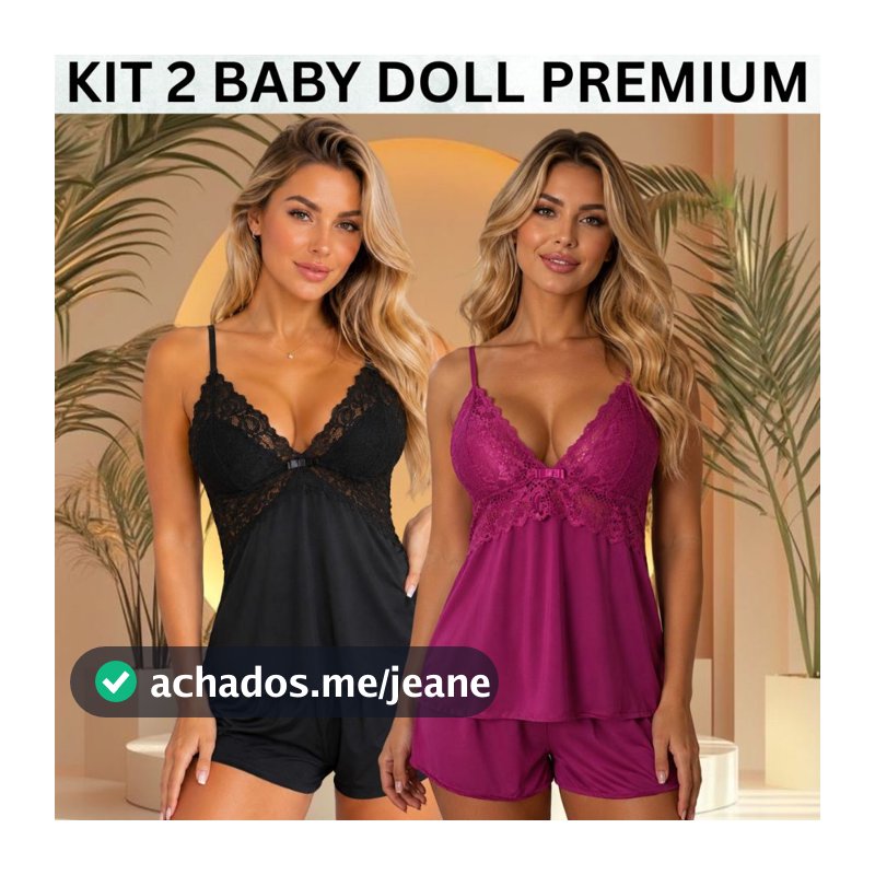 Kit 2 Baby Doll Short Confortável Renda Delicada Fresco