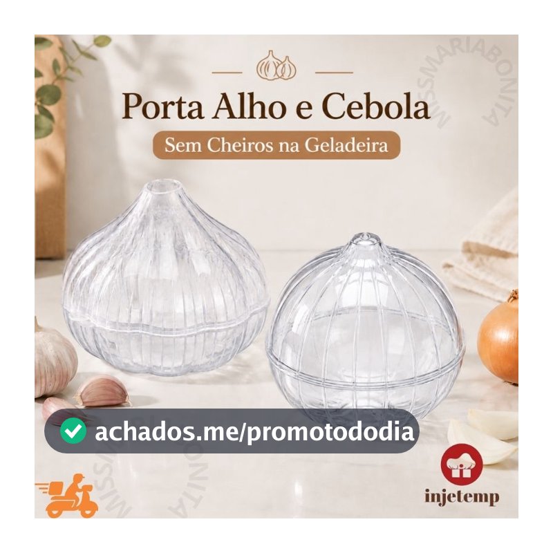 Kit Porta Alho e Cebola para Geladeira Conserva Sobras Sem Cheiros Organizador Transparente