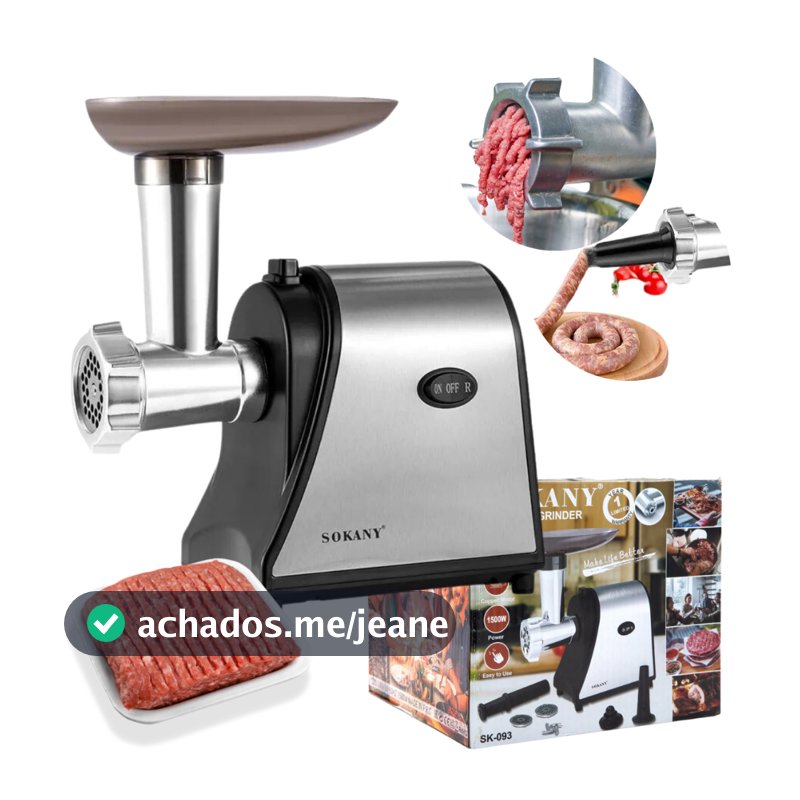 Máquina Moer Moedor De Carne Elétrico 500W Faz Linguiça Carne Frango 110V 220V