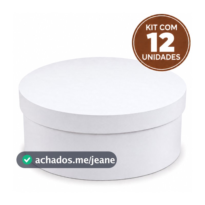 Kit com 12 Caixas Redondas Pintadas Brancas em MDF Decorativas 20x7 Convite Casamento Madrinha Padrinho