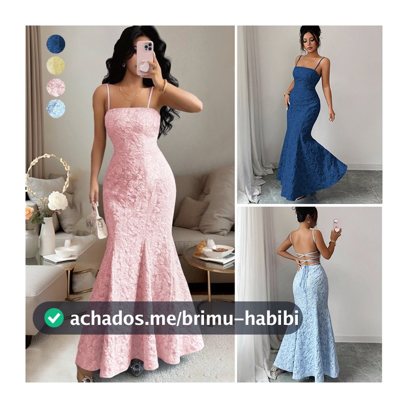 Vestido Longo Alcinha com Detalhes em Renda e Costas Abertas Ideal para Festa e Jantar Várias Cores