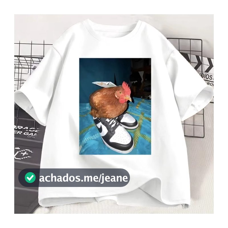 Camiseta Frango Meme Humor Blusa Unissex Galo Com Sapatos Unissex Moda Engraçado Tendência Street