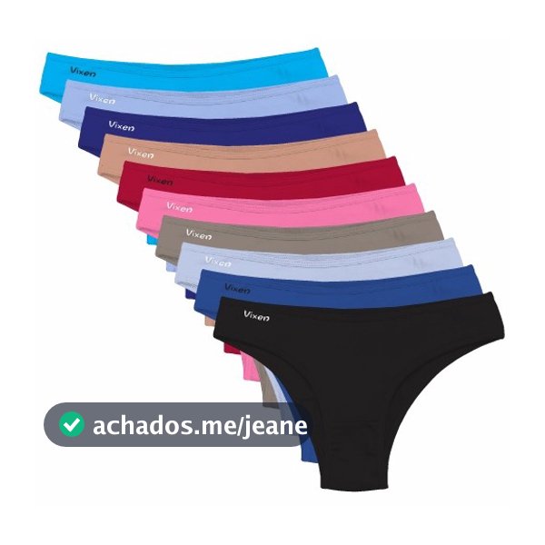 Kit 10/05 Calcinhas de Algodão Feminina Tanga Vies Adulto Lisa