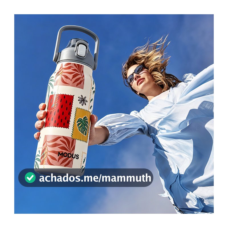 MODUS Garrafa Térmica Inox 1700ML Estampado Com Alça Para Academia e Esportes