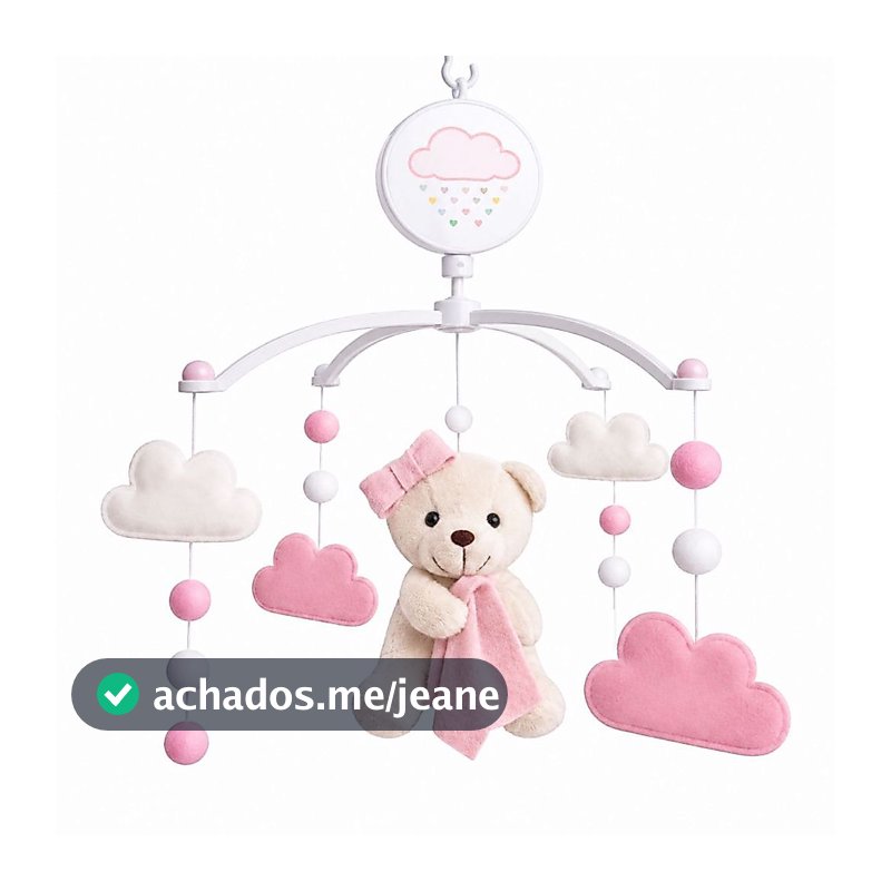 Móbile Músical e Giratório Urso Ursinho Ursinha Naninha Nuvem Menina