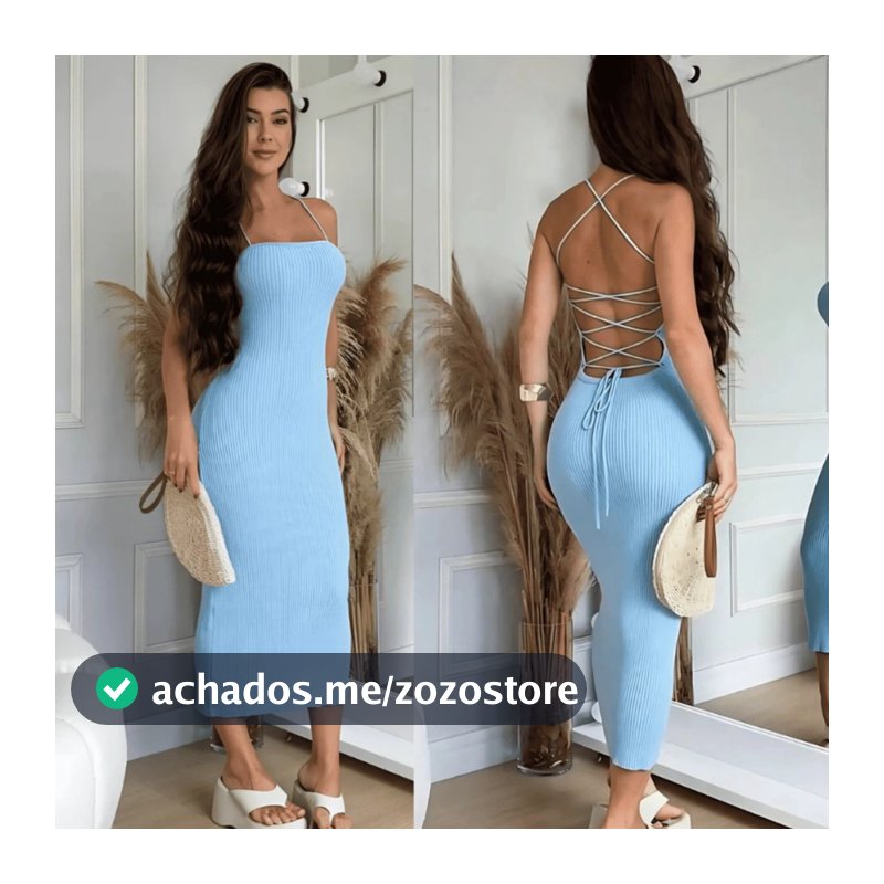 Vestido Midi Costas Trançadas Canelado Elegância e Versatilidade Moda Blogueira Verão