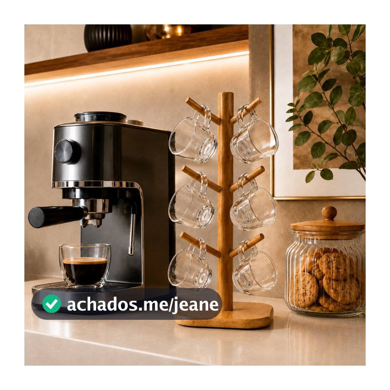 Suporte Porta Xicaras Bambu Madeira Pendurar Caneca Copo Cafe Cha Organizador Xicara Promoção