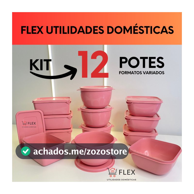 Potes Plásticos, Marmita - formatos variados - 1 litro - Kit com 12 unidades