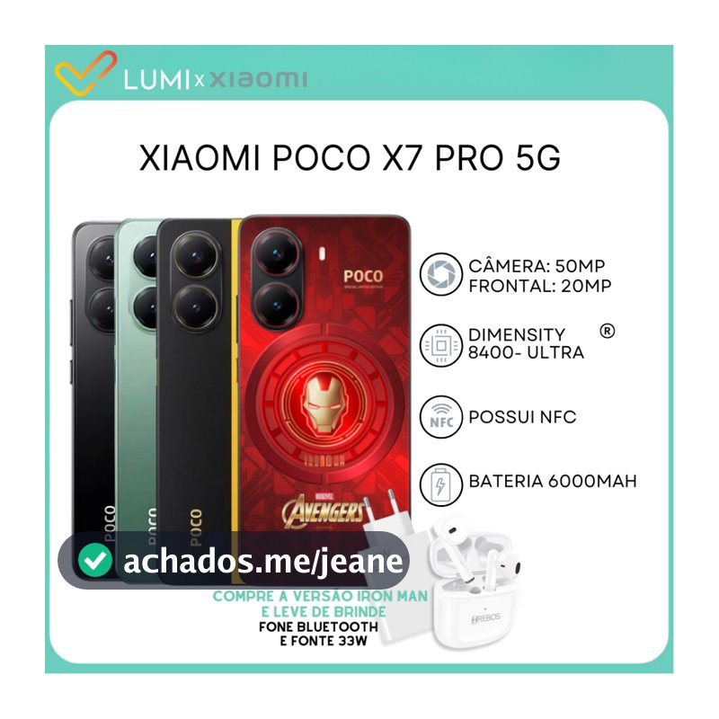 Xiaomi Poco X7 PRO 5G , Processador Dimensity 8400-Ultra 256GB/512GB + 8GB/12GB RAM, Bateria 6000Mah Versão Global