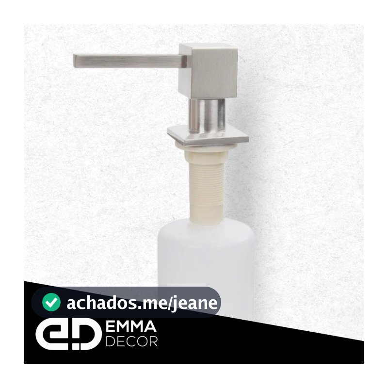 Dispenser Quadrado Luxo Detergente/Dosador inox Porta Sabonete Liquido Embutir Cozinha/Banheiro - Demima