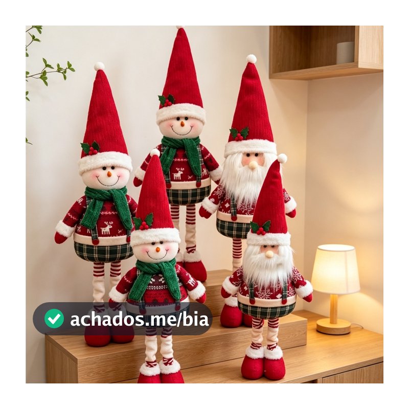 Boneco Papai Noel 80cm Pelúcia Natalina Decorativo Ajustável Enfeite Natal