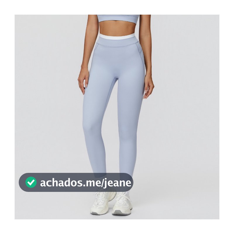Mulheres Contraste Branco Cintura Yoga Leggings , V Volta Contorno Costura Bunda Levantamento Calças De Treino De Alta P