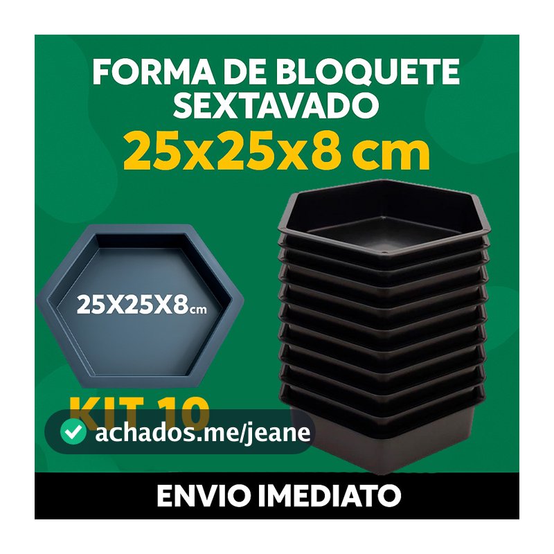 Kit 10 e Kit 5 Formas de Bloquete Liso Forma Sextavada Para Construção Grande Concreto Envio Ja