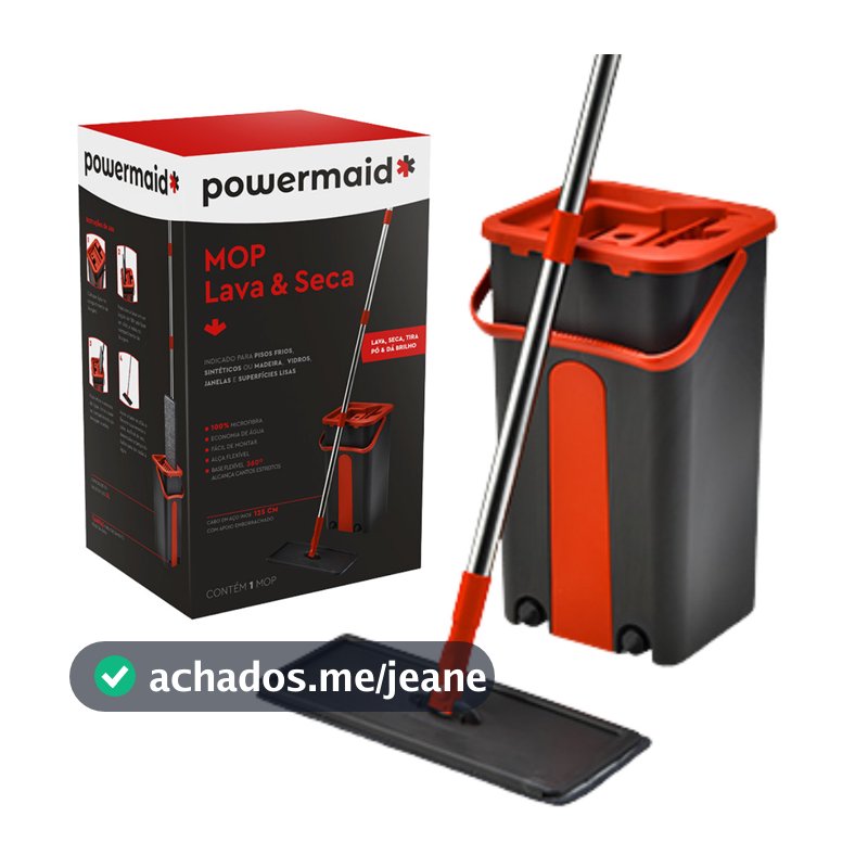 Mop Limpeza Rodo Mágico Giratório Esfregão Balde Flat Flash Powermaid