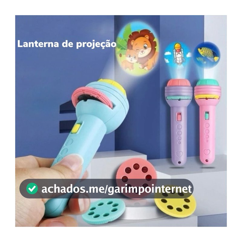 Lanterna Projetor 2 Em 1 Infantil Projeta 24 Desenhos Brinquedo Educacional