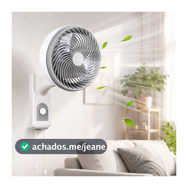Ventilador de Parede 90W com  Oscilação Automática 3 Velocidades Ventilação Potente