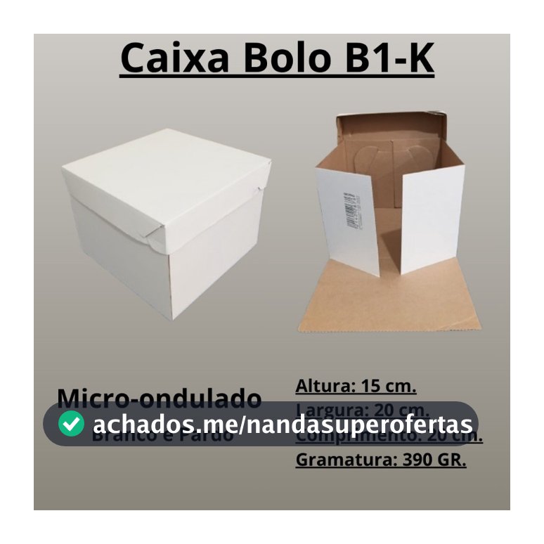 Caixa P/ Bolo B1K - 20x20x15 Branco e Pardo
