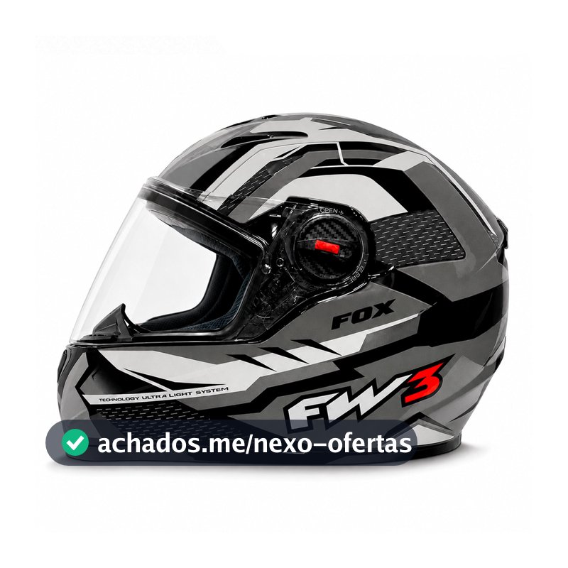 Capacete Moto Fechado GTN Fox Grafite FW3 Tamanho 56 58 60 Viseira Transparente Motociclista Masculino Feminino