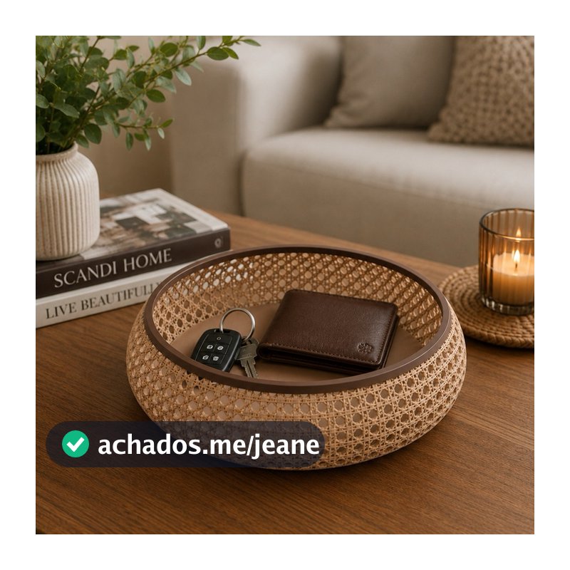 Bandeja Organizadora  decorativo e Porta objetos de luxo Rattan, bandeja Moderna Chaves Carteira Para Mesa Sala Quarto