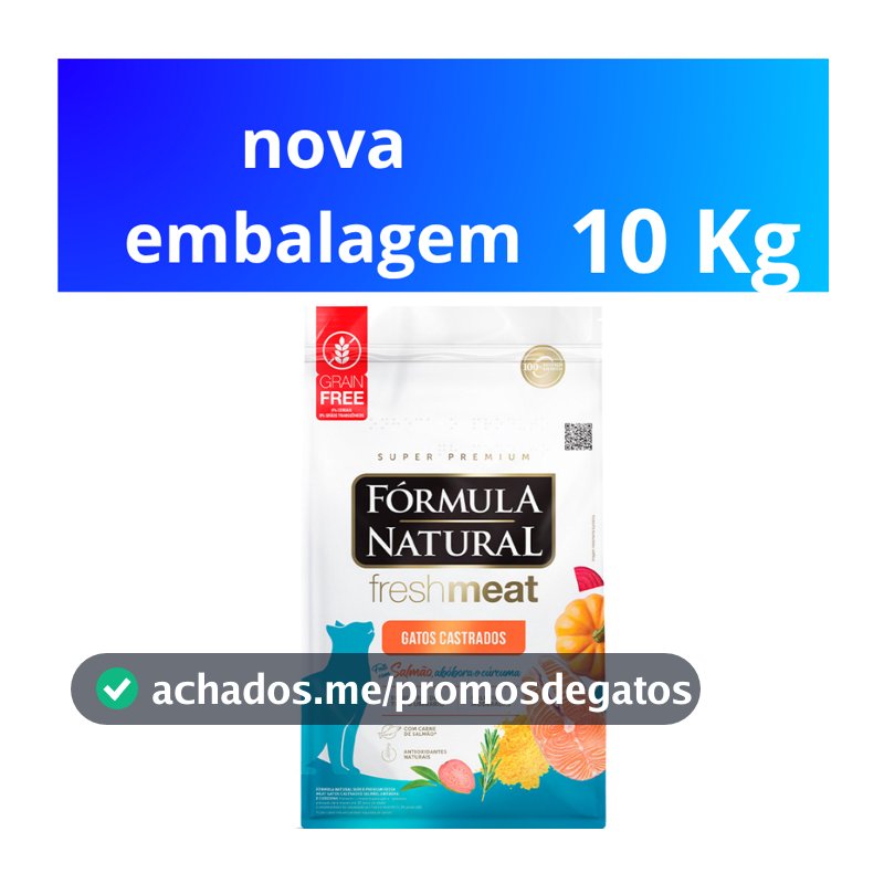 Ração Seca Fórmula Natural Fresh Meat Salmão para Gatos Castrados 10 KG