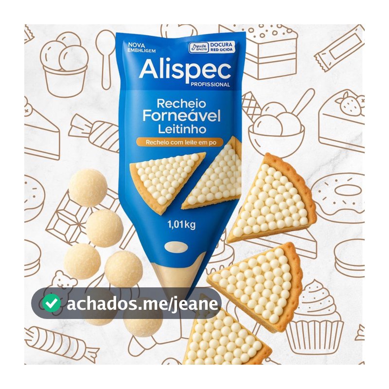 Recheio Forneável Leitinho Alispec 1kg Bag | Nova Embalagem - Pizza, Pastel e Esfiha Sem Derreter