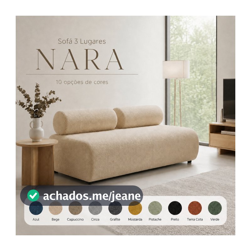 Sofá Orgânico 3 Lugares 180 cm Base Fixa Nara Bouclê para Sala D'Rossi para Sala de Estar Recepção
