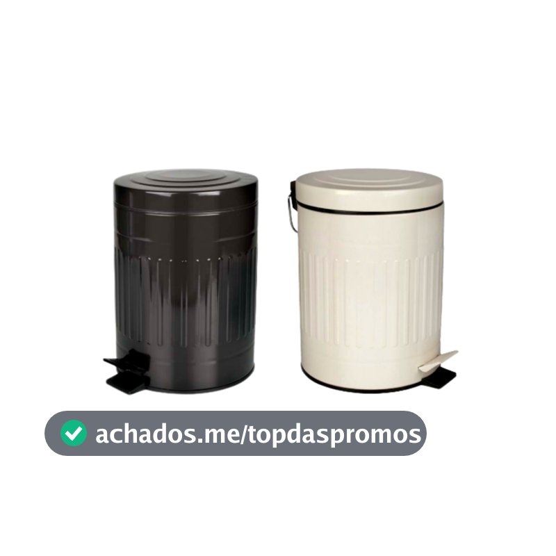 Lixeira Retro 5 Litros Vintage Aço Preto ou Bege MOR