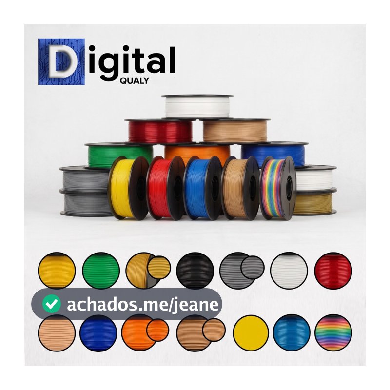 Filamento PLA 1kg Digital Qualy 1.75mm Para Impressora 3D Alta Precisão - Várias Cores