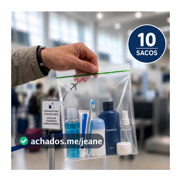 Sacos Zip 20x20cm 10und Anac Viagem Internacional Oficial Líquidos Aeroporto