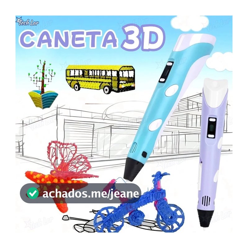 Caneta Impressora 3d Infantil Pintura Desenho 3D DIY Refil Filamento Plástico Seguro e Divertido
