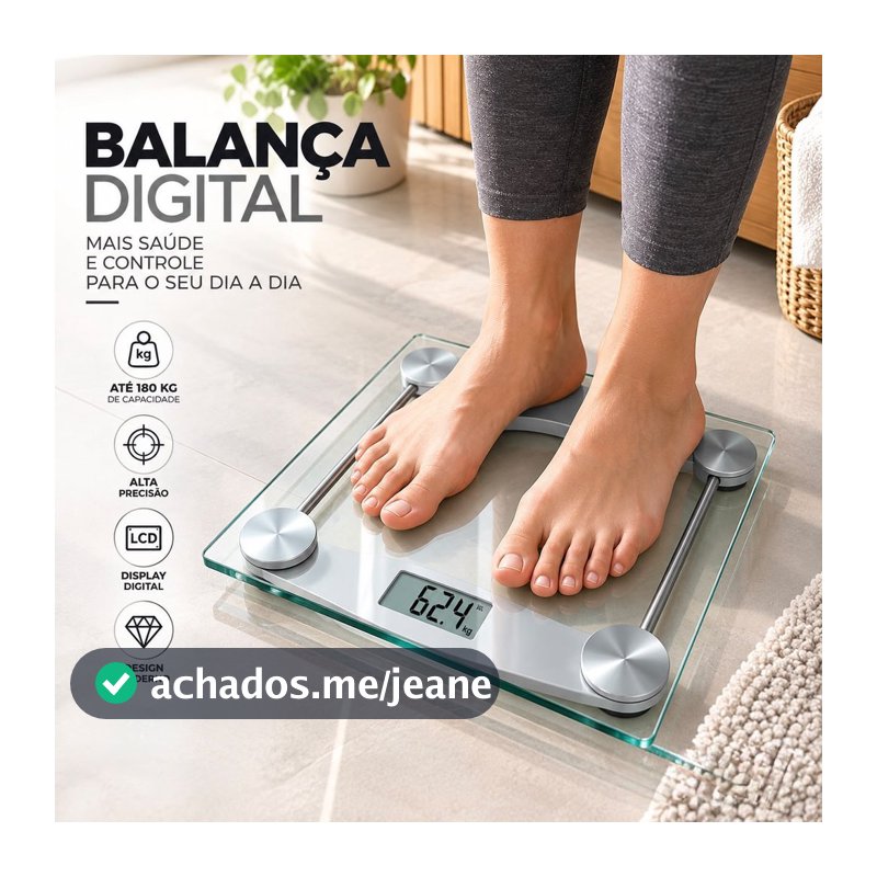Balança Corporal Digital Para Banheiro com Vidro Temperado