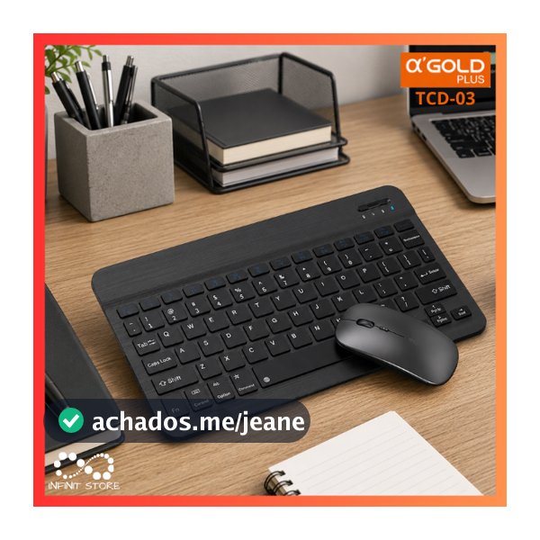 Kit Teclado Com Mouse Sem Fio Bluetooth Silencioso Adequado Para Celular, PC, Notebook, Tablet, iPad