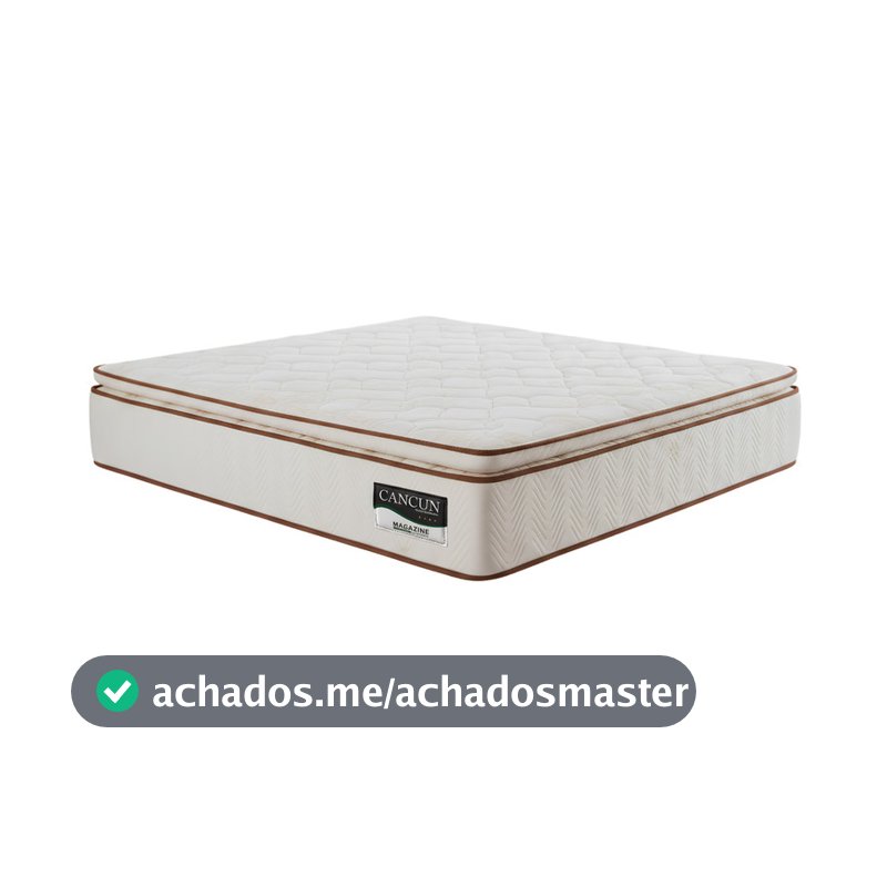 Colchão Casal Molas Ensacadas Cancun com Pillow Top Para Cama Box Madeira Estofados 138x188x32cm
