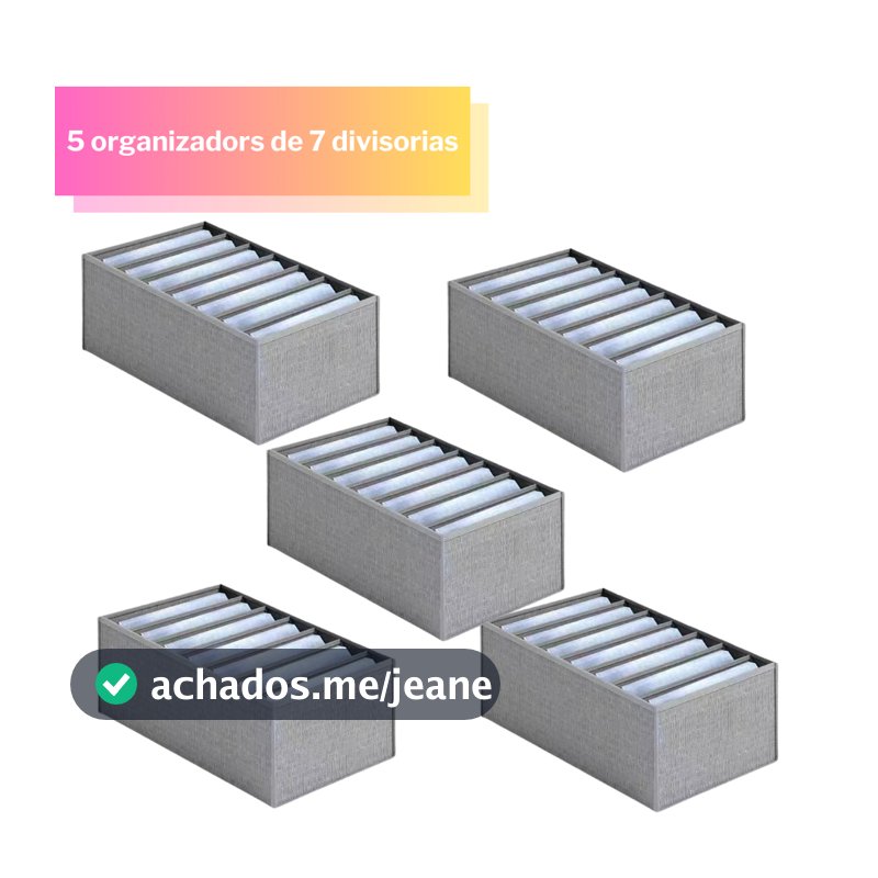 KIT 5 Organizador De Gavetas De Jeans Dobráveis/Roupas De Compartimento De Malha Economia De Espaço Em Casa ND-06
