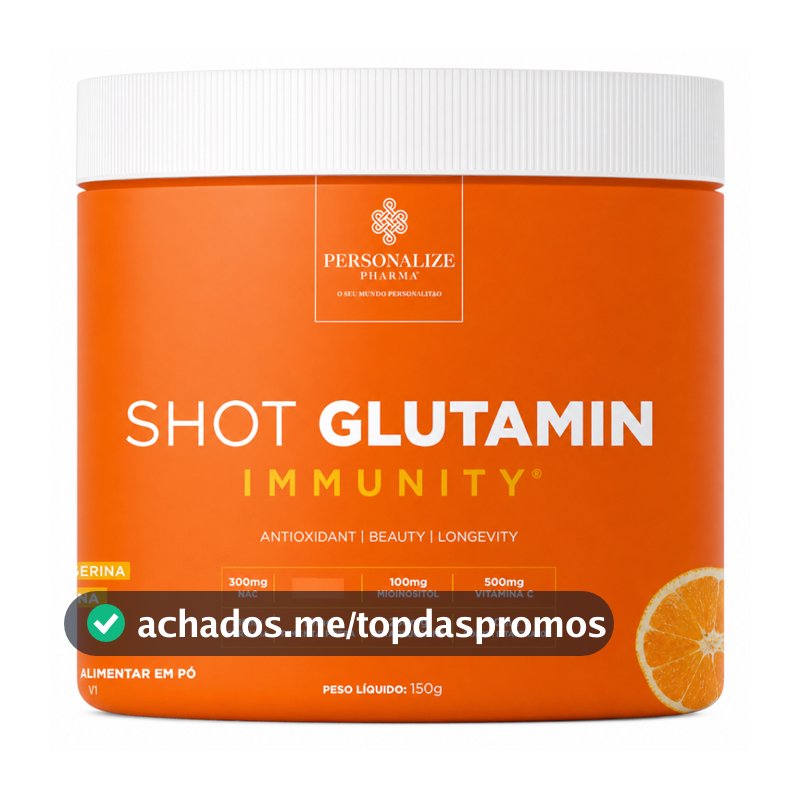 Shot Glutamin Immunity NAC Matinal Personalize Pharma Tangerina 150g Sem Açúcar Glúten Lactose