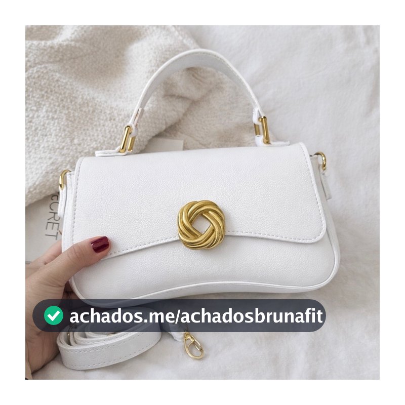 Bolsa Feminina Elegante com Alça Dupla Transversal e Detalhe Dourado Envio Rápido