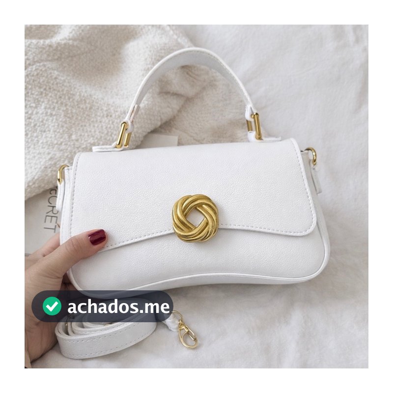Bolsa Feminina Elegante com Alça Dupla Transversal e Detalhe Dourado Envio Rápido