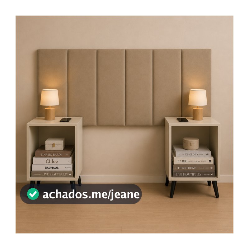 Conjunto de Cabeceira Cama Casal Queen com Mesas de Cabeceira com Pés Palito Kit Mesa Cabeceira Madeira e Cabeceira