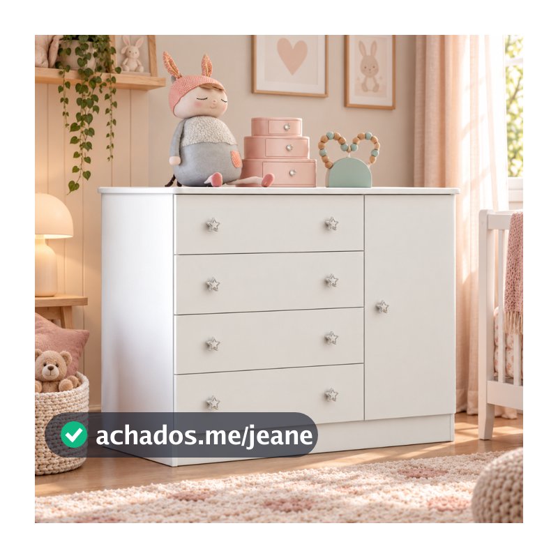 Cômoda 4 Gavetas com Porta Sapateira Doce Sonho Qmovi