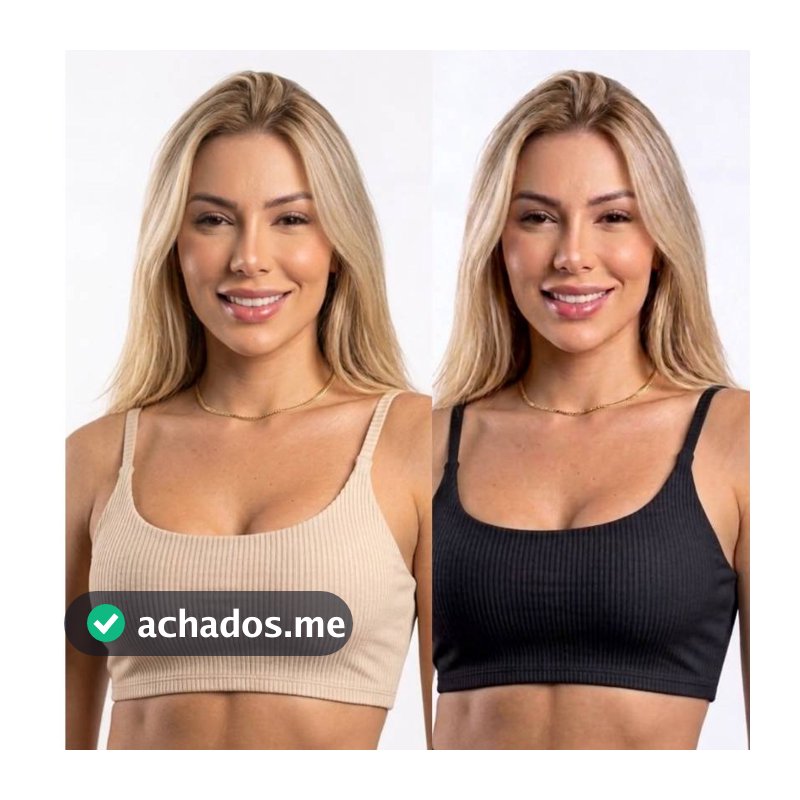 Kit Com 2 Top Fitness Duplo Canelado Sem Bojo Básico Casual Confortavel Com Alças Regulavel