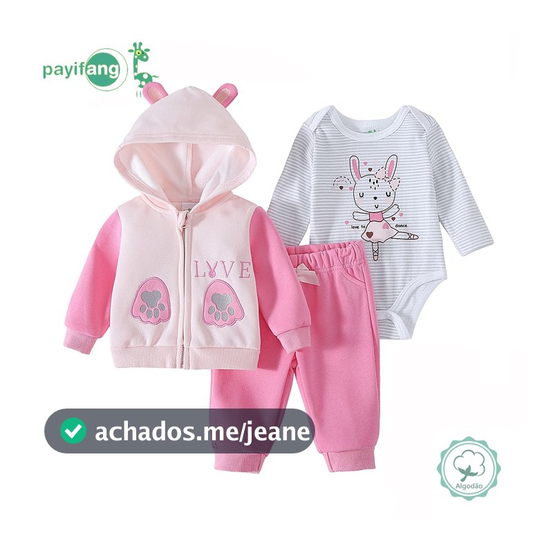 Kit 3 Peças Bebê Confortável para uso doméstico, passeios e dias de temperatura amena TM-3164