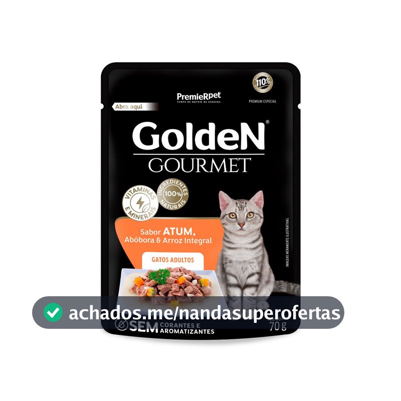 Ração Úmida Sachê Golden Gourmet Gatos Adultos Atum 70g