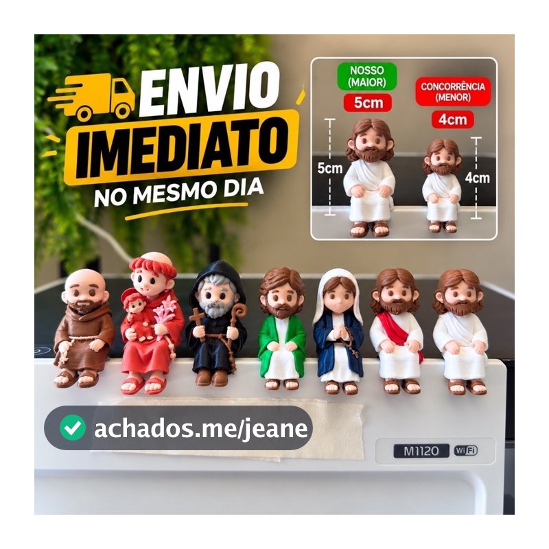 Mini Jesus- maria - josé - são bento - Sentado  5cm Decorativo Impressão 3D Para Mesa Monitor Prateleira Nicho Carro